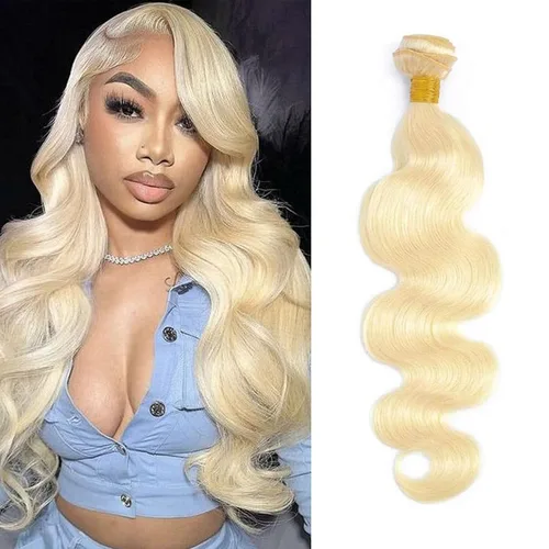 Miniatura 14 de Extensiones de cabello humano ondulado rubio 613 de 12 pulgadas, 100% sin procesar, grado 14A, cabello humano virgen brasileño sin procesar, 1