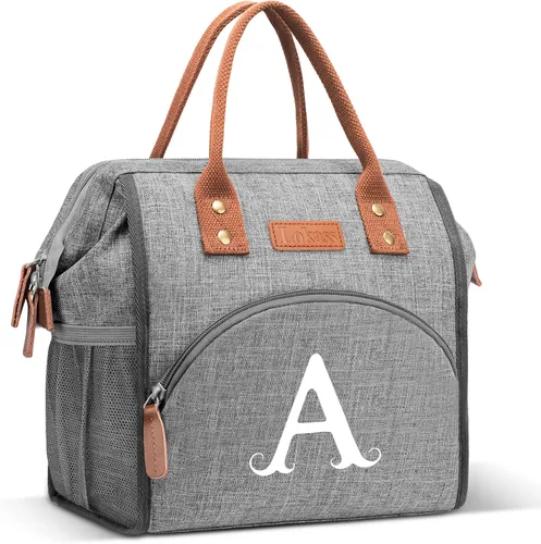 Miniatura 8 de Lonchera inicial con aislamiento para mujeres, lonchera térmica con apertura amplia, bolso de mano grande para bebidas, organizador de snacks