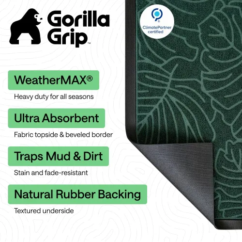 Miniatura 2 de Gorilla Grip WeatherMax - Tapete para todas las estaciones 100% impermeable, 23 x 35 pulgadas, goma natural duradera, resistente a manchas y Verde
