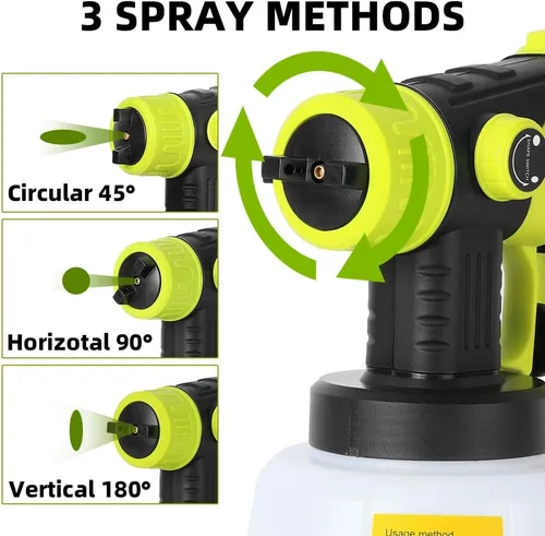 Miniatura 5 de Pulverizador de pintura compatible con batería Ryobi de 18 V, pistola de pintura en aerosol HVLP de 200 W con motor sin escobillas y boquilla de Azul