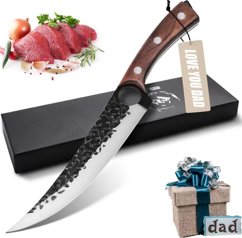 Miniatura 8 de Cuchillo de 7 pulgadas Purple Dragon para deshuesar y filetear, cuchillo de chef forjado a mano, cuchillo de carne y vegetales de tang completo