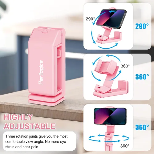 Miniatura 8 de Perilogics Soporte de Teléfono para Avión Montaje Universal en Vuelo Visualización Manos Libres con Rotación Dual Multidireccional de 360 Grados Rosa