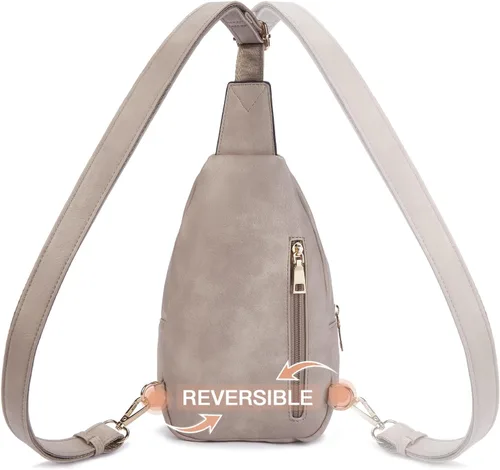 Miniatura 96 de Telena Riñonera pequeña para mujer, de cuero, cangureras, bolsa de pecho para mujer