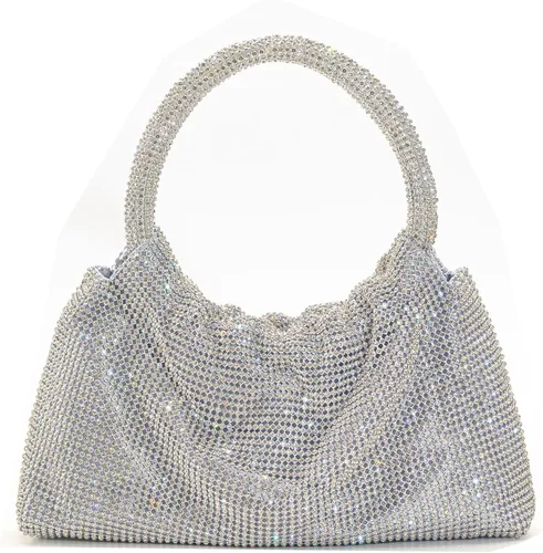 Bolsos de noche con diamantes de imitación para mujer, bolso de mano brillante con purpurina y asa superior de cristal para fiesta y boda