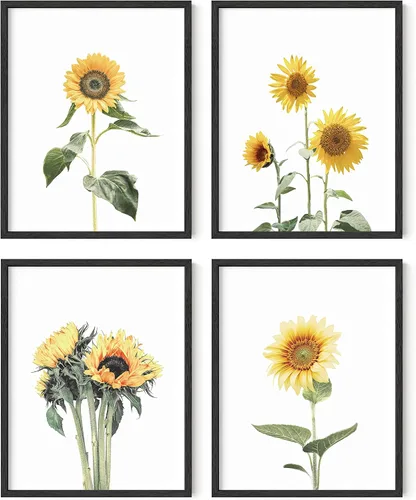 Miniatura 58 de HAUS AND HUES Arte de pared floral gris, juego de 4 pósteres de plantas para pared vintage, impresiones botánicas, cuadros de flores en blanco