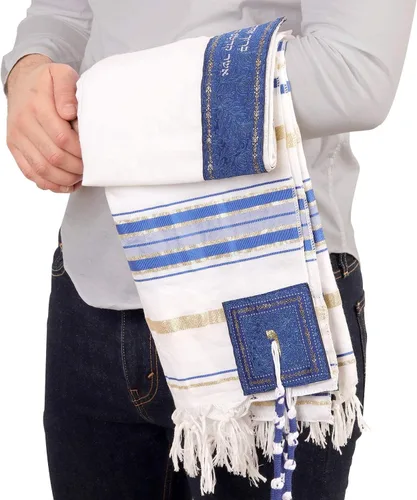 Miniatura 8 de HalleluYAH Mantón de oración Tallit de Israel Nombre del Señor escrito en 4 esquinas XL 72 x 36 pulgadas