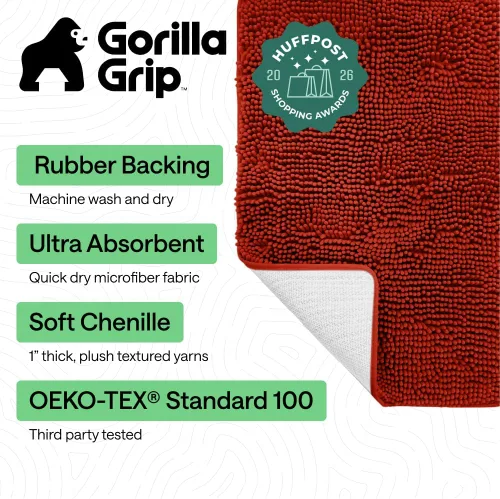 Miniatura 338 de Gorilla Grip - Tapete de baño de felpilla gruesa, suave y absorbente, secado rápido, de microfibra, con reverso de caucho, para piso de ducha, Nube