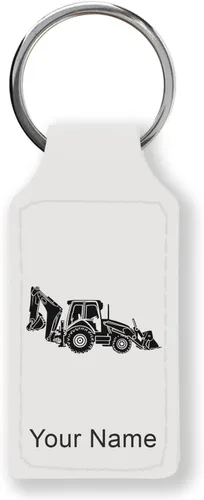 Miniatura 40 de LaserGram Llavero rectangular, retroexcavadora, grabado personalizado incluido