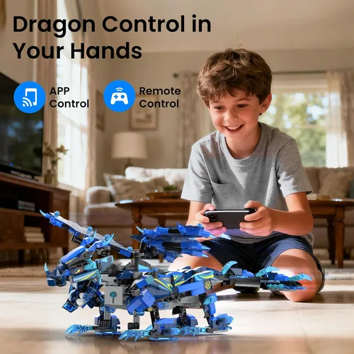 Miniatura 3 de OASO Kit de construcción de dragón con control remoto, regalos STEM para niños de 8 a 12 años, juguetes técnicos de codificación para cumpleaños