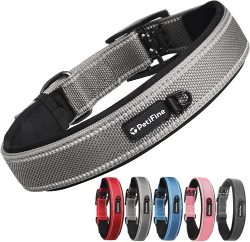 Miniatura 15 de Collares para perros PetiFine para perros medianos, acolchados de neopreno y ajustables, collares para mascotas reflectantes anchos y resistentes