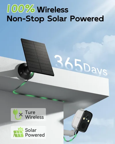 Miniatura 2 de Cámaras de seguridad solar 2K 5G inalámbricas para exteriores, paquete de 2, cámaras inalámbricas para el hogar con visión nocturna a todo color, 2