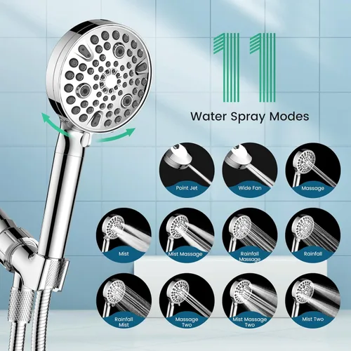 Miniatura 4 de FEELSO Cabezal de ducha filtrado con 11 cabezales de ducha de alta presión con 11 modos de pulverización con filtros para agua dura, elimina