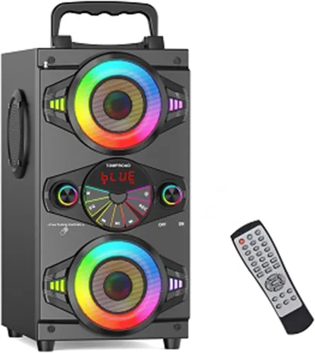 Altavoces Bluetooth Portátiles 60W Gran Potencia Inalámbrico Fuerte Sonido de Graves Estéreo Boombox Altavoz de Fiesta en Casa con Subwoofer, Radio