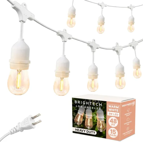 Miniatura 14 de Brightech Ambience Pro – Serie de luces LED impermeables para exteriores – colgantes, regulables, 2 W, bombillas vintage Edison – Luces de jardín