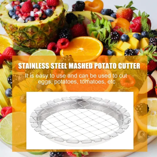 Miniatura 7 de Hemoton Cortador de cubos de frutas, paquete de 2 picadores de patatas de acero inoxidable, cortador de huevos hervidos, herramienta de cocina