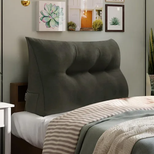 Miniatura 52 de WOWMAX Almohada de Cuña para Cabecero de Dormitorio Cabecero de Dormitorio Twin XL Almohada de Refuerzo para Cama con Funda Removible, 85% Lino 15%