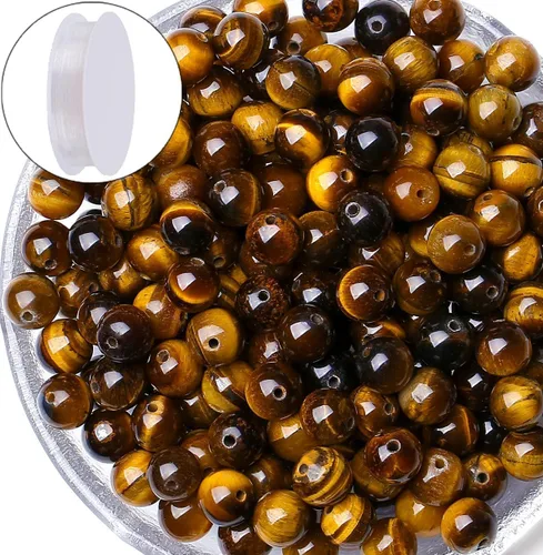 Miniatura 35 de QINJIEJIE 105 piezas de cuentas de piedra de 7 chakras de 8 mm, cuentas naturales redondas sueltas de gemas para pulseras, cuentas de cristal