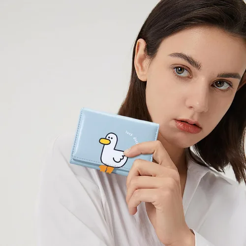 Miniatura 5 de Sunwel Fashion Monedero plegable con diseño de pato en 3D para niñas, con bolsillo para efectivo, tarjetero, monedero con ventana de identificación