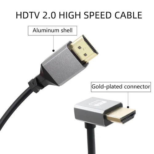 Miniatura 2 de 90 grados de ángulo descendente UHD 4K HDTV macho a HDTV macho 18Gbps 2.0 extensor cable en espiral soporta 4K @60Hz, 1080p, ARC, 3D