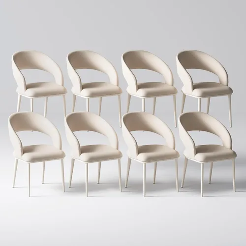 Miniatura 16 de Juego de 2 sillas de comedor color blanco crema, cómodas sillas de oficina con asiento y respaldo de alta elasticidad para sala de estar, Blanco
