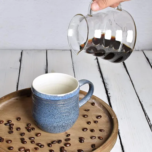 Miniatura 5 de Bosmarlin Juego de 2 tazas de café grandes de cerámica, 17 onzas, taza de té grande azul para oficina y hogar, aptas para lavavajillas y microondas