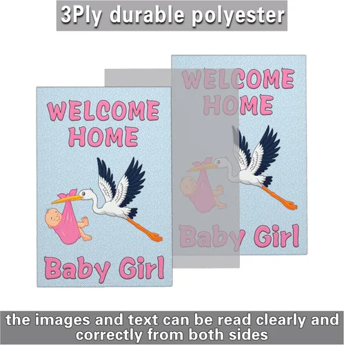 Miniatura 5 de Banderas de jardín para bebé niña de 12 x 18 pulgadas de doble cara con texto en inglés "It's a Girl", letrero de jardín para baby shower, bandera