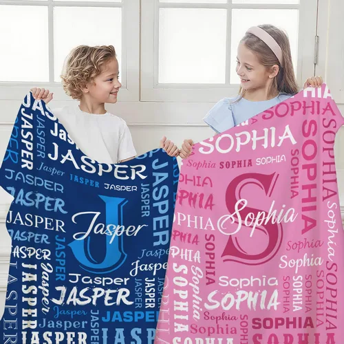 Miniatura 3 de Manta personalizada con nombre para adolescentes, niñas, niños, mantas de bebé personalizadas de franela ultra suave y acogedora, manta con nombre