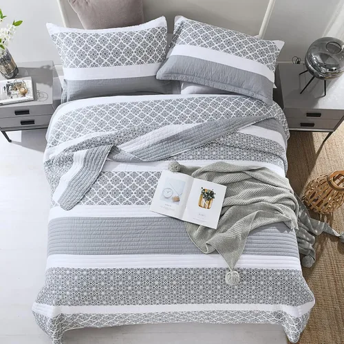 Miniatura 2 de Colchas Tamaño Queen - Juegos de Colcha y Cubrecama Queen, Juego de Ropa de Cama Acolchada 100% Algodón para Cama Queen, 3 Piezas Edredón Ligero