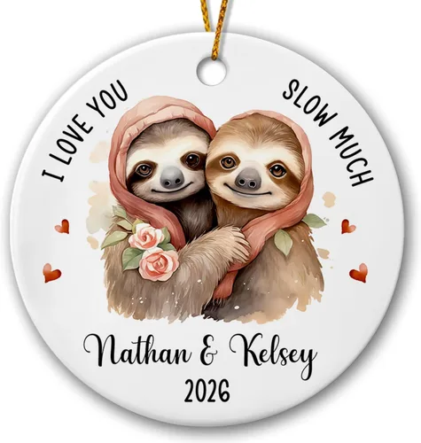 Miniatura 15 de Adorno de cerámica personalizado para pareja de leones 2026, regalos para parejas recién nacidas, novio, novia, adorno para parejas de leones, árbol