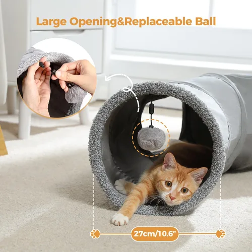 Miniatura 4 de PAWZ Road Túnel para Gatos Plegable en Forma de S Túneles para Gatos de Interior Tubo de Juego para Gatos 51 Pulgadas de Largo 10.5 Pulgadas
