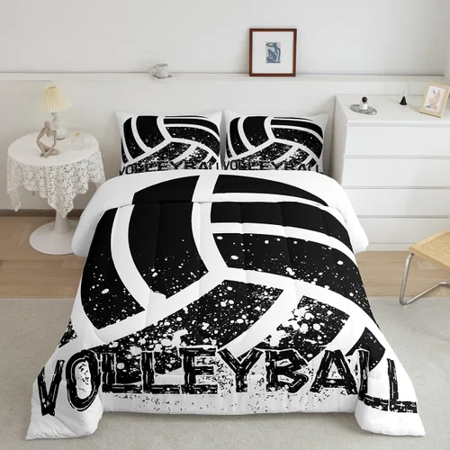 Miniatura 37 de Juego de edredón de baloncesto, juego de ropa de cama con citas inspiradoras para niños y niñas, relleno de edredón de pelota deportiva, edredón