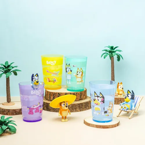 Miniatura 3 de Zak Designs - Juego de vasos de anidación Bluey incluye vasos de plástico duraderos con variedad de ilustraciones, divertidos vasos perfectos