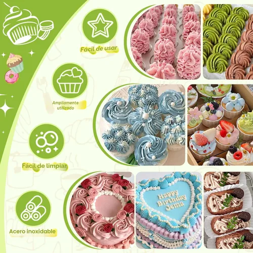 Miniatura 4 de FANTEXY Juego de Jeringas para Decorar Postres, Kit de Manga Pastelera de Acero Inoxidable, Herramientas para Decorar Pasteles, 6 Boquillas de Manga