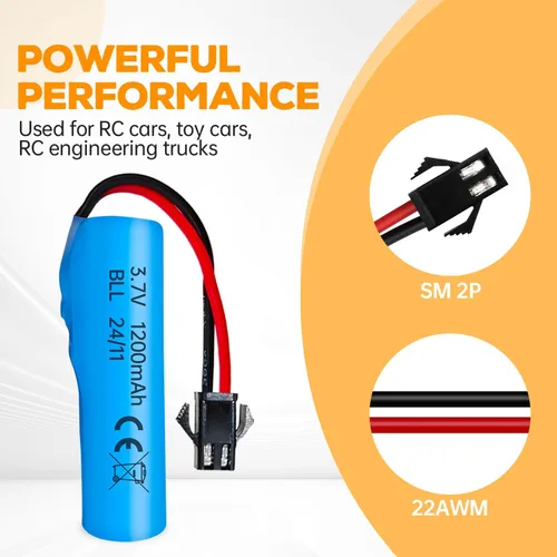 Miniatura 4 de Batería de litio de 3.7 V 1200 mAh para DE45 DE42 DE58 DE49 DE57 DE70 coche de control remoto 1:14 vehículo todoterreno tracción en las cuatro