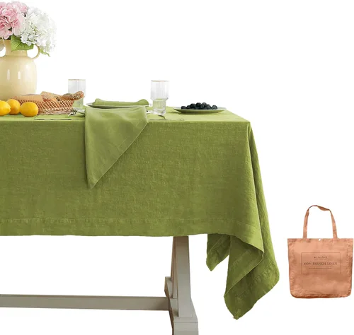 Miniatura 56 de Linen World - Mantel de lino de otoño de 55 x 55 pulgadas, mantel rectangular lavable de lino francés para comedor, al aire libre, bodas