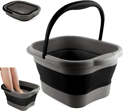 Miniatura 11 de Tina de baño plegable para pies y spa para niñas y mujeres, cubeta inflable para remojar pies con asa y punto de acupuntura para masaje de pies, rosa