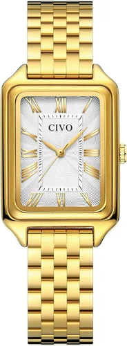 CIVO Watches for Women with Small Wrists Vintage Quartz Bracelet Watch with Roman Dial - Gold Three-Hand Stainless Steel Watch - Gifts for