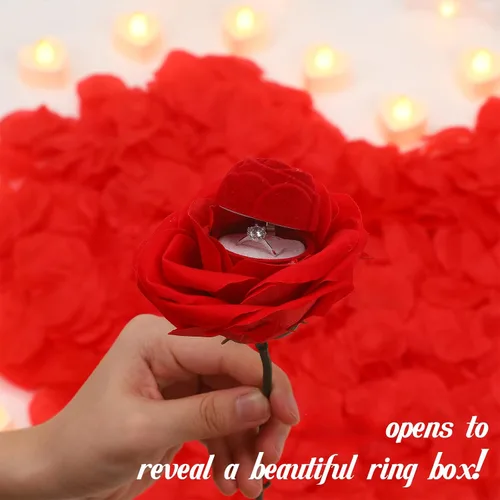 Miniatura 3 de Baquler Juego de 4052 piezas de decoración romántica para propuestas, letras grandes, pétalos de rosa, velas en forma de corazón, cinta de doble