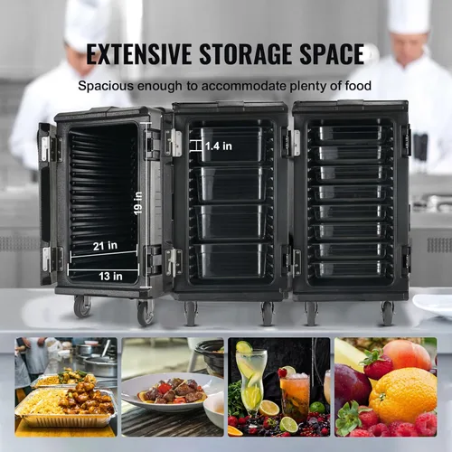 Miniatura 4 de VEVOR Portador de bandejas de alimentos aislado, Caja caliente de 127 Qt para catering, Portador de caja de alimentos LLDPE con hebillas dobles