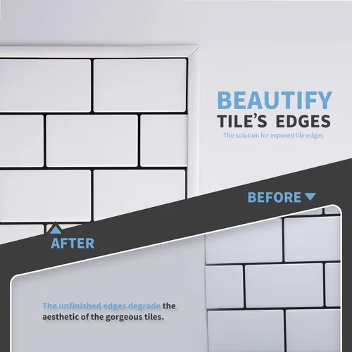 Miniatura 3 de Art3d Moldura de vinilo flexible de 30 pies para despegar y pegar para bordes de azulejos de pared, salpicaduras de cocina, marco de espejo en Blanco