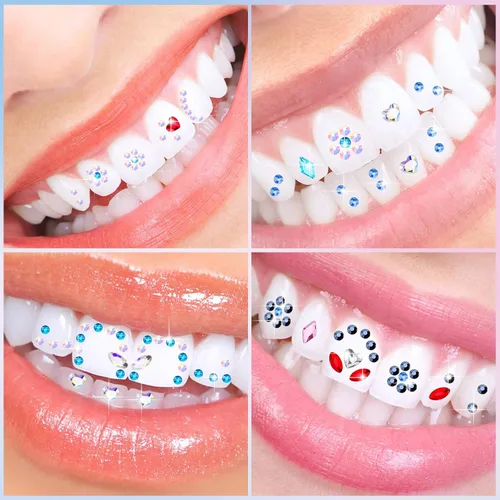 Miniatura 3 de Sosation Kit de 377 piezas de gemas de dientes para mujer, kit de joyería de dientes de moda de cristal artificial, juego de iniciación de gemas