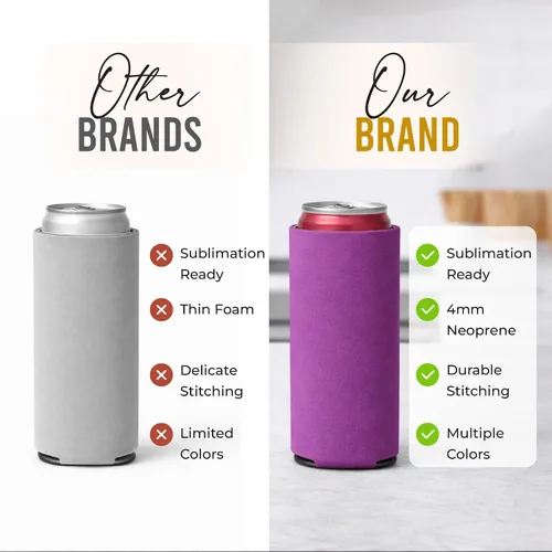 Miniatura 9 de Paquete de 12 fundas delgadas para enfriar latas, aislantes plegables de neopreno en blanco de 12 onzas, enfriadores de bebidas delgados para Surtido