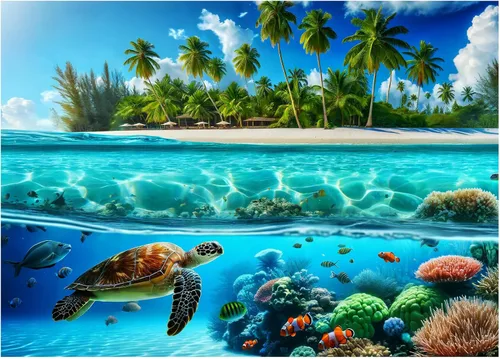 Sutinban Rompecabezas de 1000 piezas de tortuga marina para adultos, rompecabezas de 1000 piezas para adultos, rompecabezas de espíritu ondulado,