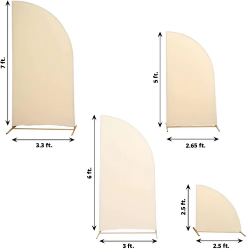 Miniatura 3 de Efavormart - Juego de 4 fundas de elastano beige para arco de media luna, fundas de telón de fondo Chiara de 2.5 pies a 7 pies para escenarios