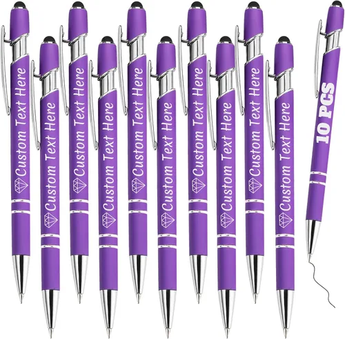 Miniatura 48 de Bolígrafos personalizados con grabado de nombre personalizado, bolígrafos de punta de lápiz con punta de lápiz personalizada, bolígrafos de Azul