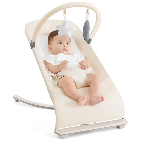 Silla de balanceo y reclinable portátil 3 en 1 para bebé de recién nacido a niño pequeño - 4 posiciones de reclinado ajustables, tela de algodón