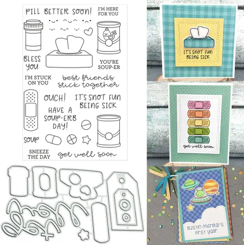 Juego de sellos y troqueles transparentes de silicona enferma para hacer tarjetas, álbum de fotos en relieve DIY para manualidades decorativas