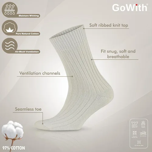 Miniatura 6 de GoWith 4-5 pares de calcetines unisex naturales 97% algodón, cómodos, cómodos, transpirables, sin costuras, calcetines casuales para hombres