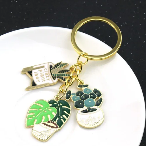 Miniatura 5 de Caiyao Golden Ladies - Llavero con forma de suculenta en maceta, lindo llavero para bolsa, monederos, llaves, accesorios de bricolaje, Verde