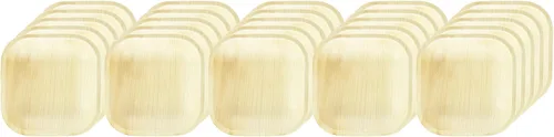 Miniatura 2 de Platos cuadrados de repostería ecológicos de hoja de palma (5 pulgadas), paquete de 25 unidades, naturales, desechables y ecológicos, perfectos